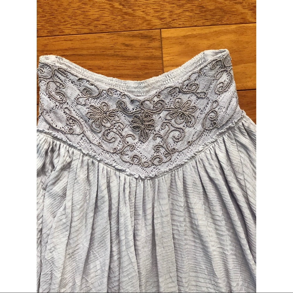 Free People Light Blue Embroidered Boho Handkerchief Skirt - Picture 3 of 8